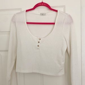 Crop sweater with button detail